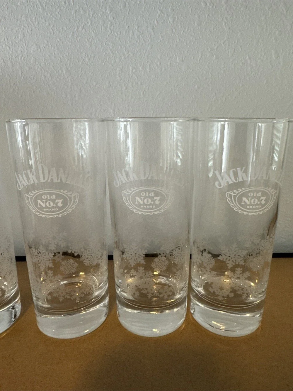 Highball Glasses Set of 4 Jack Daniels Old No. 7 Snowflake 10 Oz Etched 6
